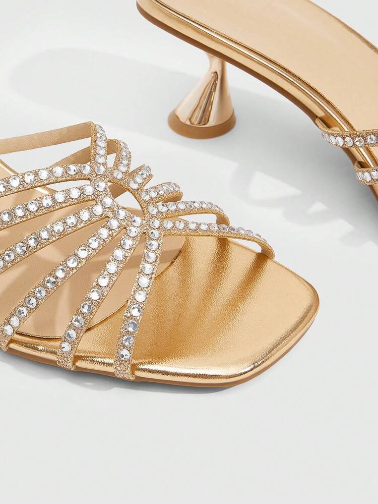 CUCCOO SZL Women's Fashion Galvanized Heel, Rhinestone Embellished High Heel Sandals, Suitable For Outdoor Activities And Parties, Spring And Summer Shoes, Spring Break Easter Dance Heels