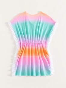 Cubrejefe Delantero Con Nudo Y Borde Con Volantes Con Degradado Para Chicas Preadolescentes - Multicolor - Ver 2