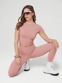 GLOWMODE Optidry Quick-Dry Open-Back Tee Daily Casual Quick Dry Moisture Wicking Spring Summer - Rusty Rose - View 6