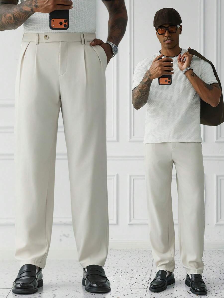 HUEFORM Pantalones casuales con bolsillos y botones de estilo Ins para hombres, primavera/verano - Albaricoque - Ver 1