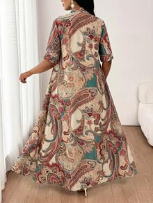 SHEIN Lady 女士优雅佩斯利印花上衣和裤子两件套 - 彩色 - 查看 2