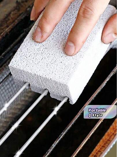 1Pc BBQ Oven Cleaning Brick, BBQ Scraper Cleaning Stone, Multifunctional Stain And Oil Cleaning Brush That Can Be Cut, Suitable For Stoves, Sinks, Tableware, Frying Pans, BBQ Net Cleaning, Kitchen, Bathroom, Home, Household Supplies-White Kitchen Decor