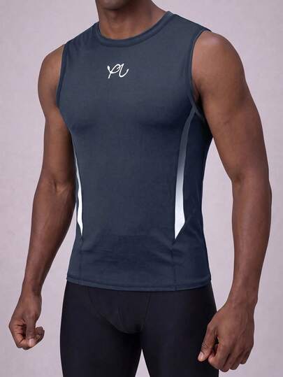 CoralVoy Men's Holiday Beach Letter Print Surfing Tank Top Rash Guard Men Men Rashguard Swim Shirt Men Men's Swim Shirt