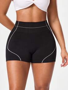 Seamluxe SHEIN Sport Seamless High Stretch Women Sports Shorts - Black - View 5