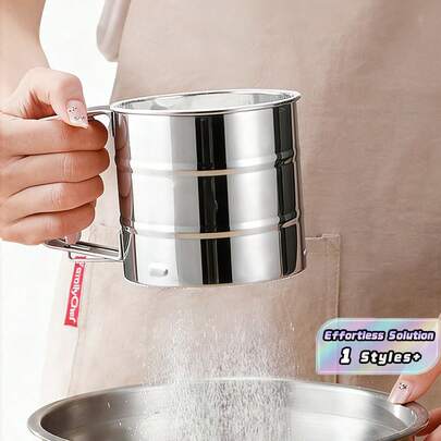 1PC Stainless Steel Handheld Flour Sieve, Baking Sugar Powder Filtering Tool