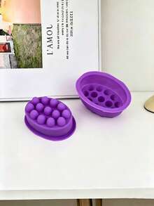 1Pc Oval Shaped Silicone Mold - 2 Compartment Massage Soap Mold For Hand Soap Crafts - Easy Release, Flexible And Durable Soap Mold For Creating Creative Soaps,Wedding Gift - multicolor - View 2