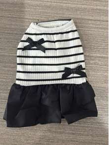 宠物衣服 条纹简约透气狗狗连衣裙 适合小型宠物 - 黑與白 - 查看 14