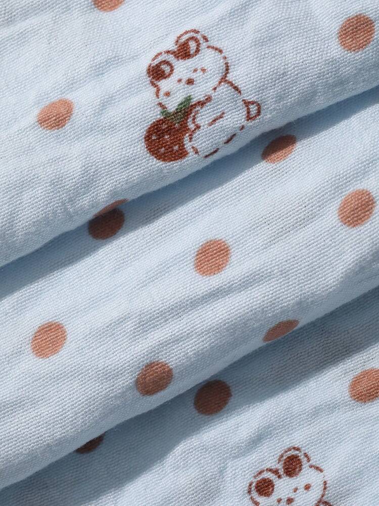 Summer Cute Polka Dot Rabbit Print Petal Sleeve Loose Women Pajama Set