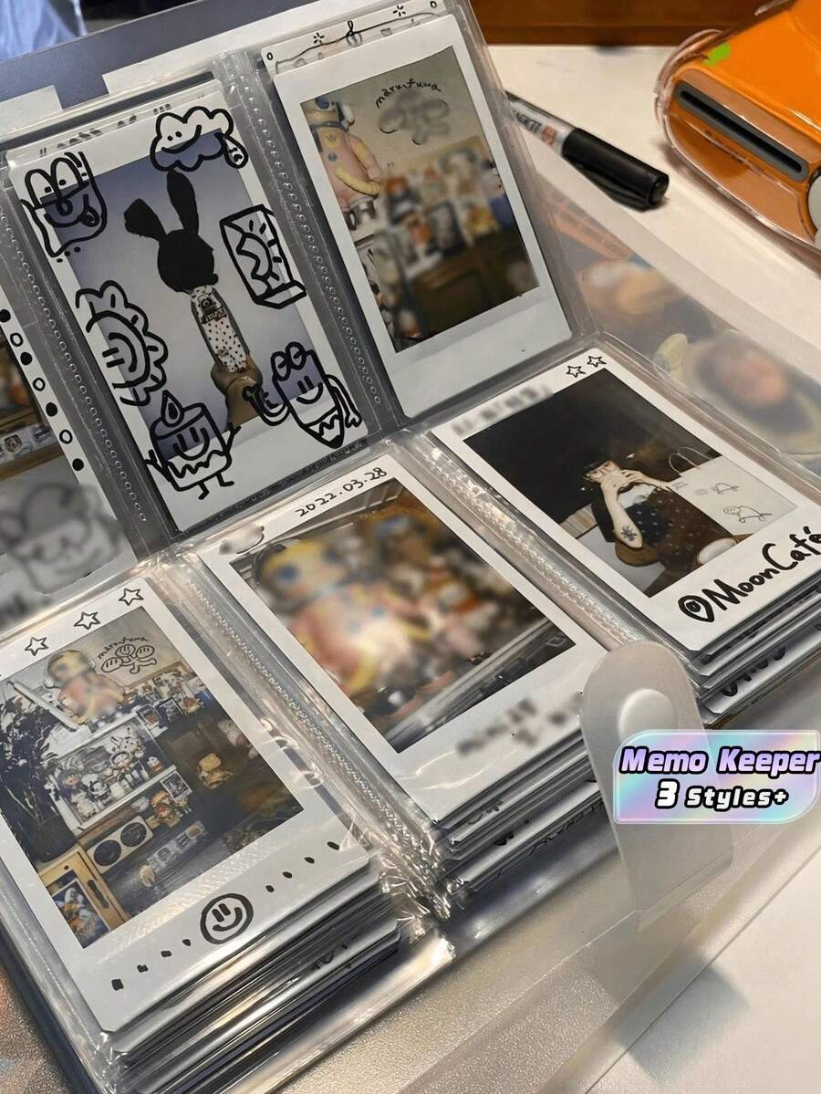 1本160张/240张/84张便携式透明磨砂相册,大容量多功能相册,适用于3英寸即时照片,名人卡片系列收藏夹和名片夹,简约时尚的套式证件夹,方便收纳照片、卡片、邮票、票据,返校季必备学习用品 - 透明收藏冊 - 查看 1