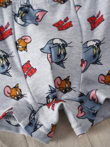 TOM & JERRY X SHEIN 男童夏季卡通印花装饰背心和四角内裤套装 - 灰色 - 查看 7
