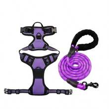 2pcs Reflective Dog Harness And 1.5m Leash Set, Breathable Pet Chest Strap Harness Suitable For Small/Medium/Large Dogs And Cats, Puppy Chest Strap And Leash Accessory Set - Purple - View 3