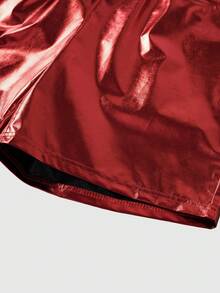 ROMWE MEN Street Life Pantalones cortos rojos brillantes casuales para hombre - Rojo - Ver 4