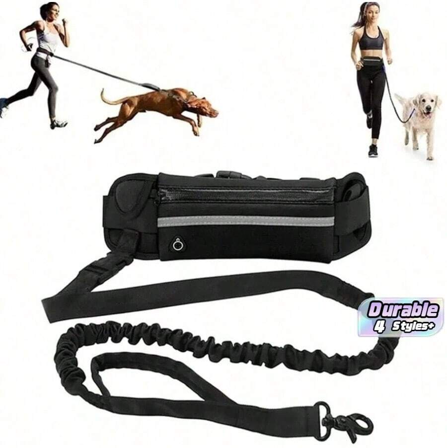 1pc IDestry Hands Free Dog Leash For Running Walking Reflective Leash With Waist Bag Retractable Elastic Belt Dog Traction Rope Pet Products Sports Belt Traction Rope