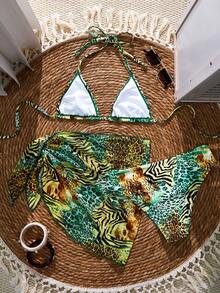 Swim Vcay Women's Halter Style Solid Color Bikini Swimsuit Set, Swimwear Set For Summer Beach Vacation - 銅色 - 查看 2