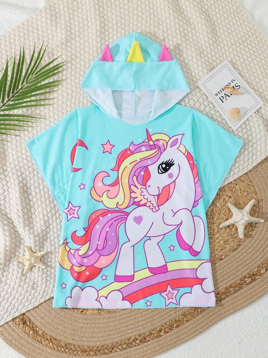 Baju Renang Penutup untuk Bayi Perempuan & Balita Motif Unicorn, Pakaian Pelindung Matahari untuk Pantai/Liburan - MultiWarna - View 1