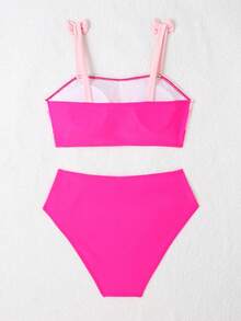 Bộ bikini khối màu dành cho cô gái tuổi teen có nơ trang trí bãi biển mùa hè - Nhiều màu - Xem 2