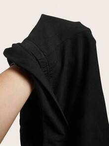 SHEIN EZwear 2件裝女款休閒素色黑色與酒紅色高腰寬腿直筒褲，適合夏季 - 彩色 - 查看 9