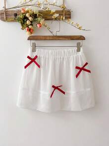 Dazy Kids Young Girl Butterfly Decor Elastic Waist Skirt Summer - White - View 4