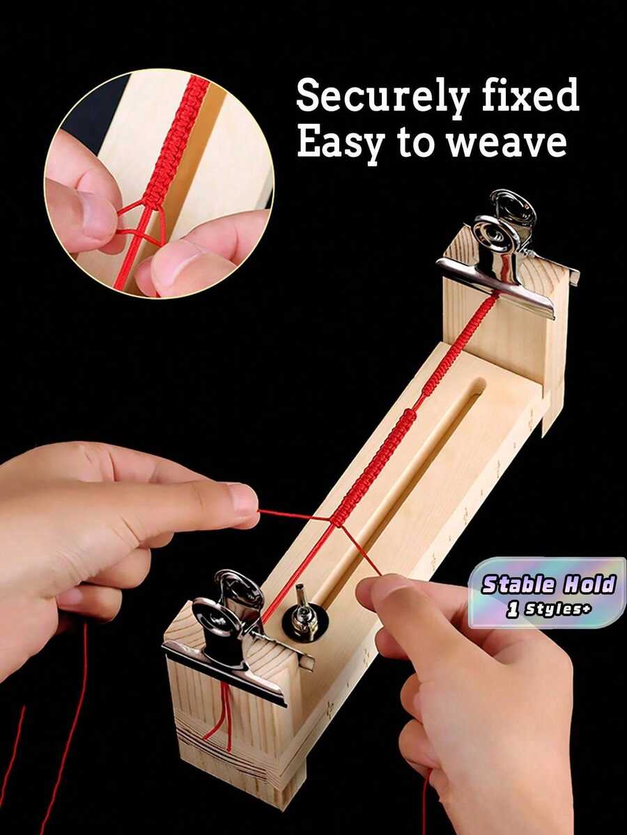 Telar portátil - Soporte de madera para manualidades con abrazaderas ajustables, Kit DIY para hacer cuerdas y collares de cuentas