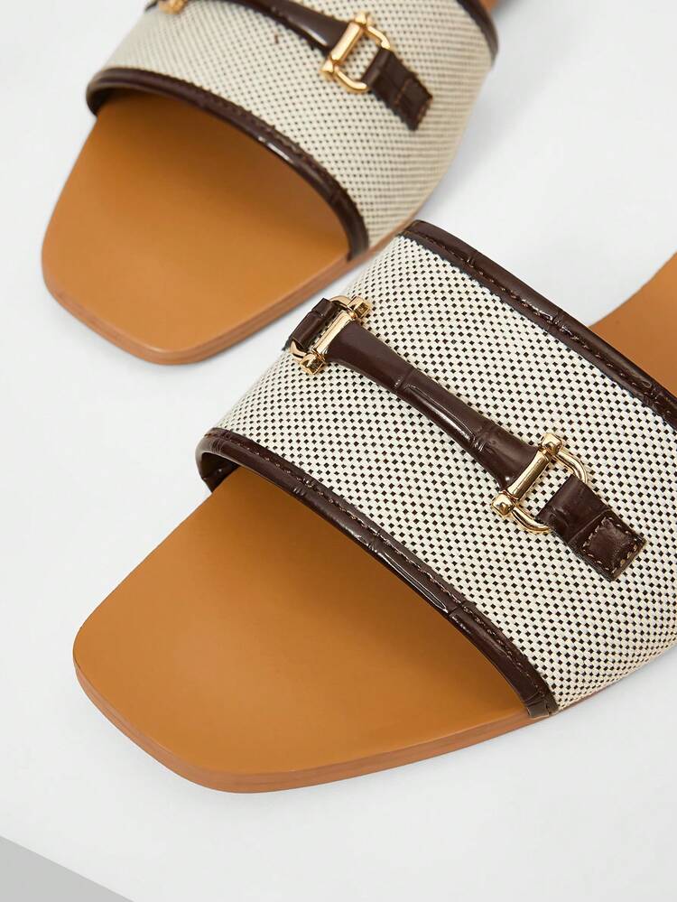 WOMEN BUCKLE COLORBLOCK FLAT SANDALS SPRING SHOES