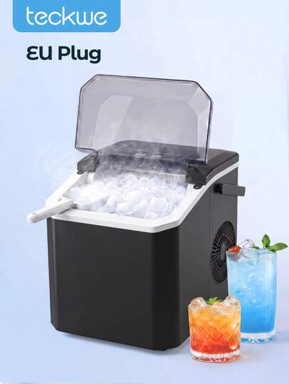 Teckwe Portable Ice Maker Machine, Countertop Ice Maker With 9 Ice Cubes In 6-8 Mins, 12kg/24H, With Ice Scoop & Basket, For Home, Kitchen, Bar, Party-EU Plug
