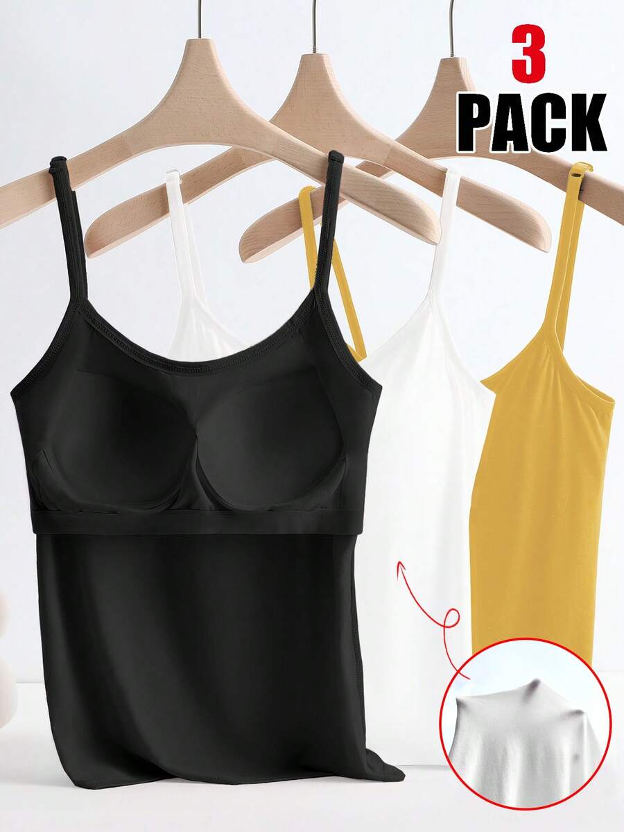 SHEIN LUNE 1 Set 3Pcs Antislip Padded Camisole' - Multicolor - View 1
