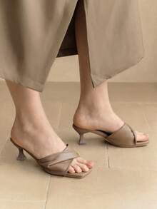 Alvarani New Summer High Heel Sandals, Comfortable Fashion Versatile Elegant Pointed Toe Sexy Slip-On Slippers For Women - Khaki - View 4