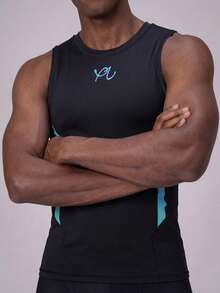 ZELFYO Casual Summer Sleeveless Round Neck Men Swim Rashguards - Black - View 4