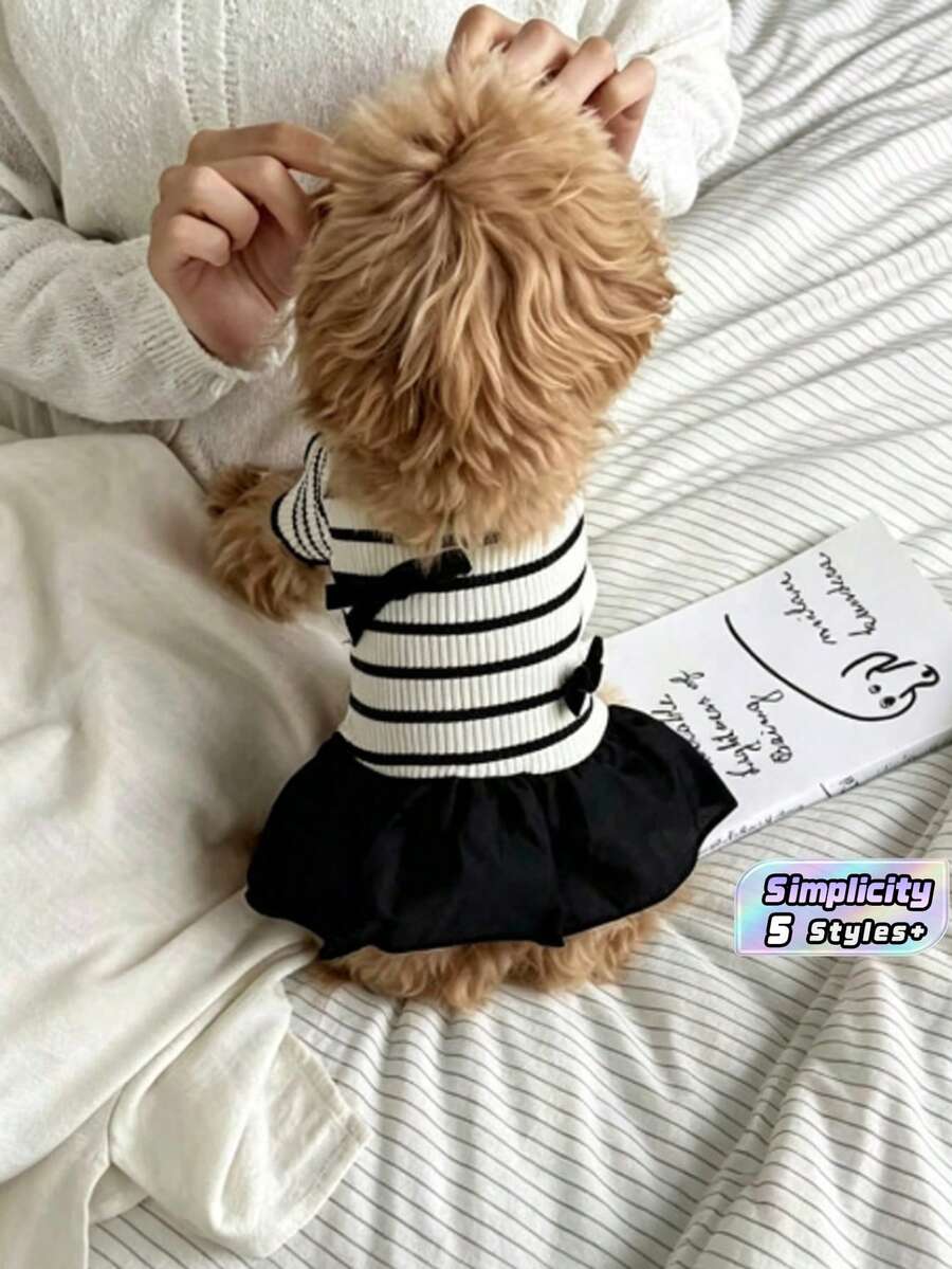 宠物衣服 条纹简约透气狗狗连衣裙 适合小型宠物