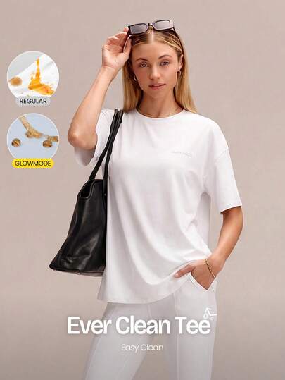 GLOWMODE Pima Cotton Chill Out Oversized Ultra-Soft Breathable Splash-Resistant Tee With Embossed Logo Summer Daily Casual Wear