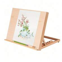 1 Wooden Art Easel - Foldable And Adjustable Desktop Sketch And Painting Stand With Tilting Board,Back To School,School Supplies - Wood Color - View 6