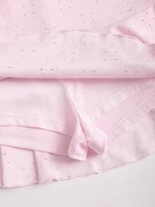 SHEIN Sweetro Chân váy mini xếp ly dáng chữ A, phong cách nghỉ dưỡng ngọt ngào, thoải mái, chất liệu vải rỗng, thích hợp cho mùa xuân/hè. - Hồng - Xem 7