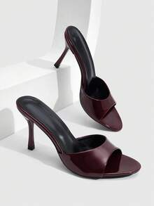 CUCCOO SZL Women's Spring And Summer New Burgundy One-Piece Open Toe High-Heeled Sandals Simple, Fashionable, Sexy And Comfortable Versatile Commuter Women's Sandals Open Toe Sandals Slippers - Burgundy 225B - View 1