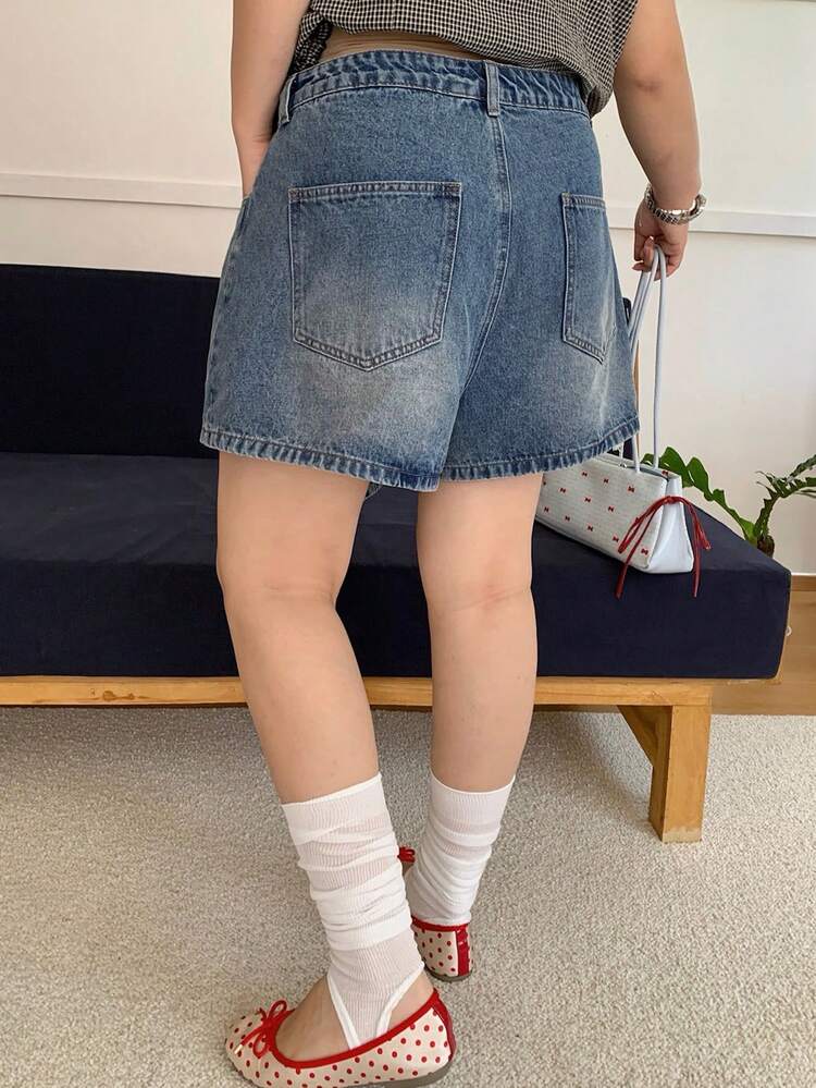 Dazy Plus Regular Waist Street Casual Slimming Plus Size Women's Spring/Summer Denim Shorts