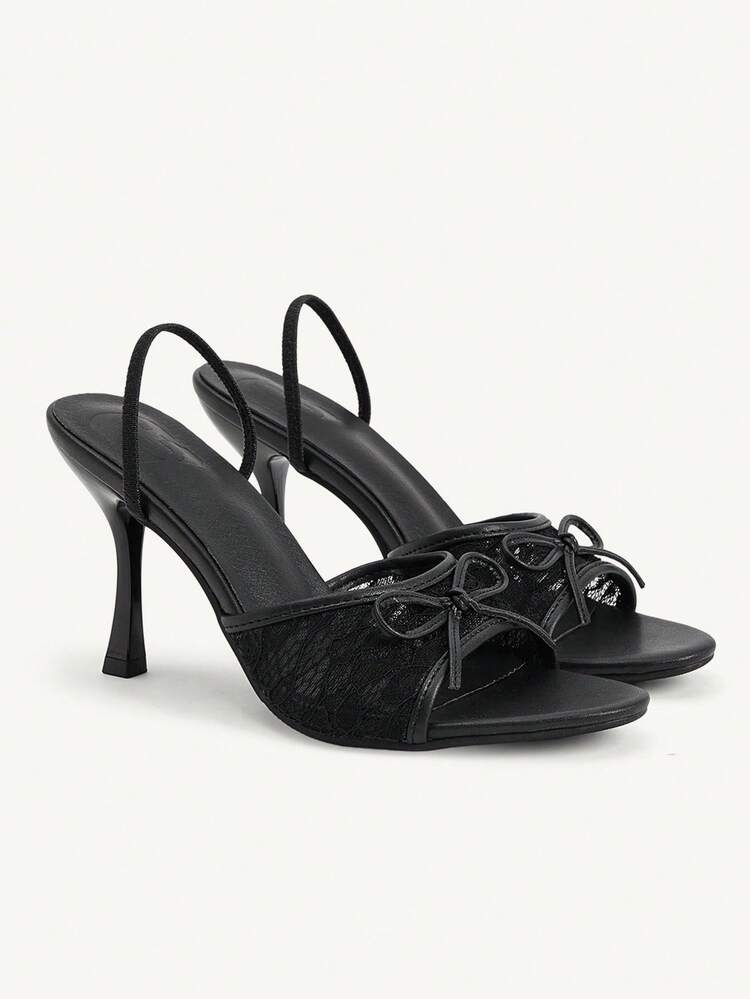 CUCCOO CHICEST Women's Fashion High Heel Sandals, Bow Kitten And Mesh Global Four Seasons Commuter Elegant Foundation Festival Office Outdoor Daily Versatile