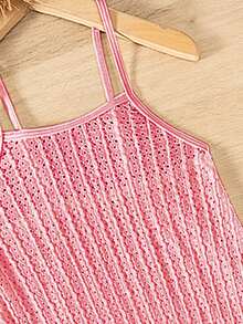 SHEIN Tween Girl Solid Cover Up Dress - Pink - View 3