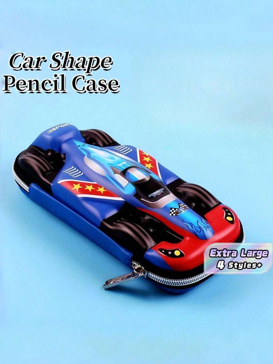 1pc 3D Sports Car Pencil Case For Kids - Extra Large Capacity School Pouch For Pens, Markers, Crayons & Art Supplies Cool Race Car Design Boys & Girls School Essentials Durable Zipper Storage Box For Students, Classroom, Travel Fun Christmas Gift, Birthday Present - Multicolor - View 1
