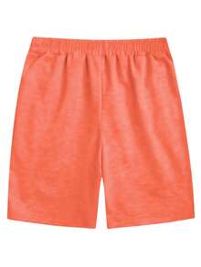 Manfinity Homme Quần short nam màu trơn, kiểu dáng thường ngày. - trái cam - Xem 2