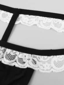 DrisQ DrisQ Fashionable Alluring Black Hollow Mesh Seductive White Lace Mid-Waist Sexy Men's Lingerie - Black and White - View 7