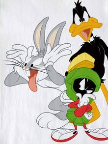 LOONEY TUNES X SHEIN 青少年男童圆领短袖时尚百搭T恤 - 白色 - 查看 4