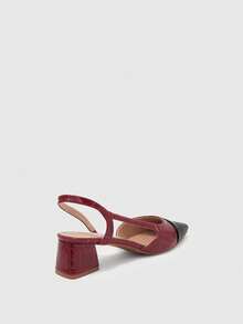 CUCCOO BIZCHIC Women's Pointed Toe Contrast Color Everyday Fashionable High Heels Valentine's Day Spring Shoes - Burgundy - View 6