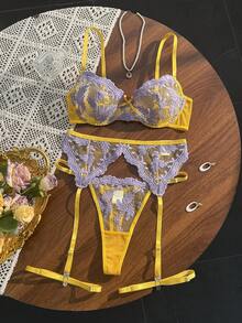 4件套女士性感内衣套装 - 彩色 - 查看 3
