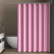 1pc Pink Solid Color Waterproof Shower Curtain (PEVA Material), Plastic Bathroom Divider, Multiple Sizes Available, Bathroom Accessory, Waterproof And Moisture-Proof, Machine Washable, Suitable For Bathroom/Balcony Partition, Shower Curtain, Solid Color Curtain - pink - View 5