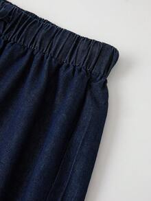 GlowEve Bộ 3 món gồm áo hai dây và quần short denim dành cho nữ, có viền ruy băng. - Rửa tối - Xem 5