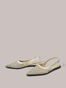 Styleloop Ladies, Buckles, Decoration, Flats, Bohemian, Woven Flats, Holiday Atmosphere, Summer Wear, Travel Essentials - Gold - View 2