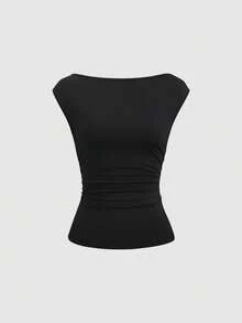 Sweetra Women's Summer New Minimalist Versatile Waist Cinched Solid Color Sleeveless Knit T-Shirt Set - Multicolor - View 6