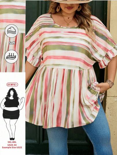 SHEIN CURVE+ Áo sơ mi cỡ lớn in hoa, kiểu dáng thường ngày, thích hợp cho kỳ nghỉ hè/đồng quê/bãi biển/trang phục đi biển.
