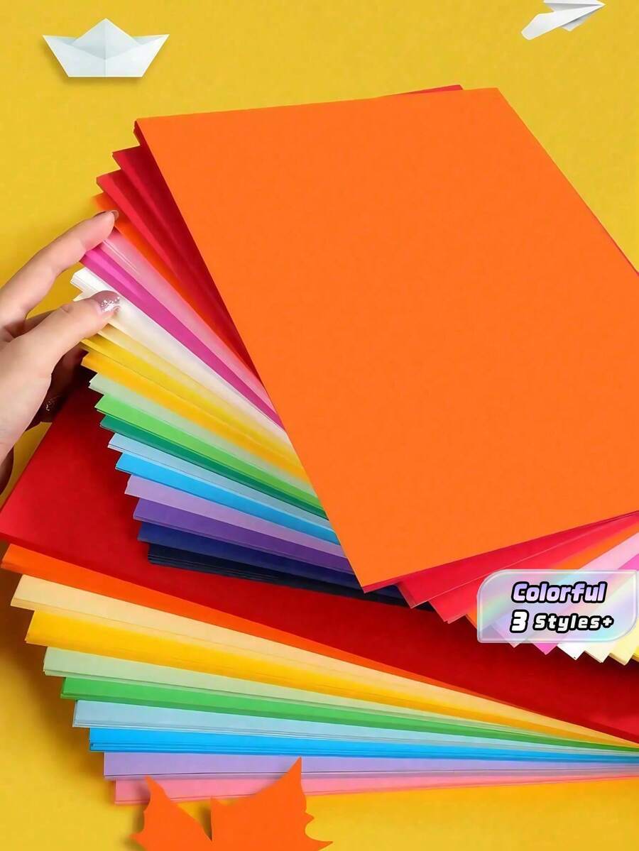 SHEIN 20/100 PCS Kertas Karton Tebal Berwarna A4 / Kertas Berwarna Tebal untuk Memotong Kertas, Koleksi Kertas Bertumpuk A4, Bahan Kertas Buatan Tangan, Kartu Ucapan Seni, Koran Tulisan Tangan - MultiWarna - View 1