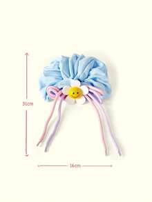 Popjeli Cartoon Sunflower Blue Large Intestine Hair Band,Y2K/Cute/Colorful/Chic,DIY,PINK,Summer/Beach/Prom/Part/Vacation/Travel,For Mom/Women/Girl/Mother,Heart,Floral - Blue - View 7
