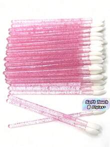 100pcs/50pcs Professional Lip And Eyelash Brushes - High-Quality Disposable, Sparkling Crystal Lashes, Ultra-Fine Micro Brushes For Precise Eyelash Extension Applicator And Gentle Makeup Cleaner - Beauty Makeup Tools - Multicolor - View 1